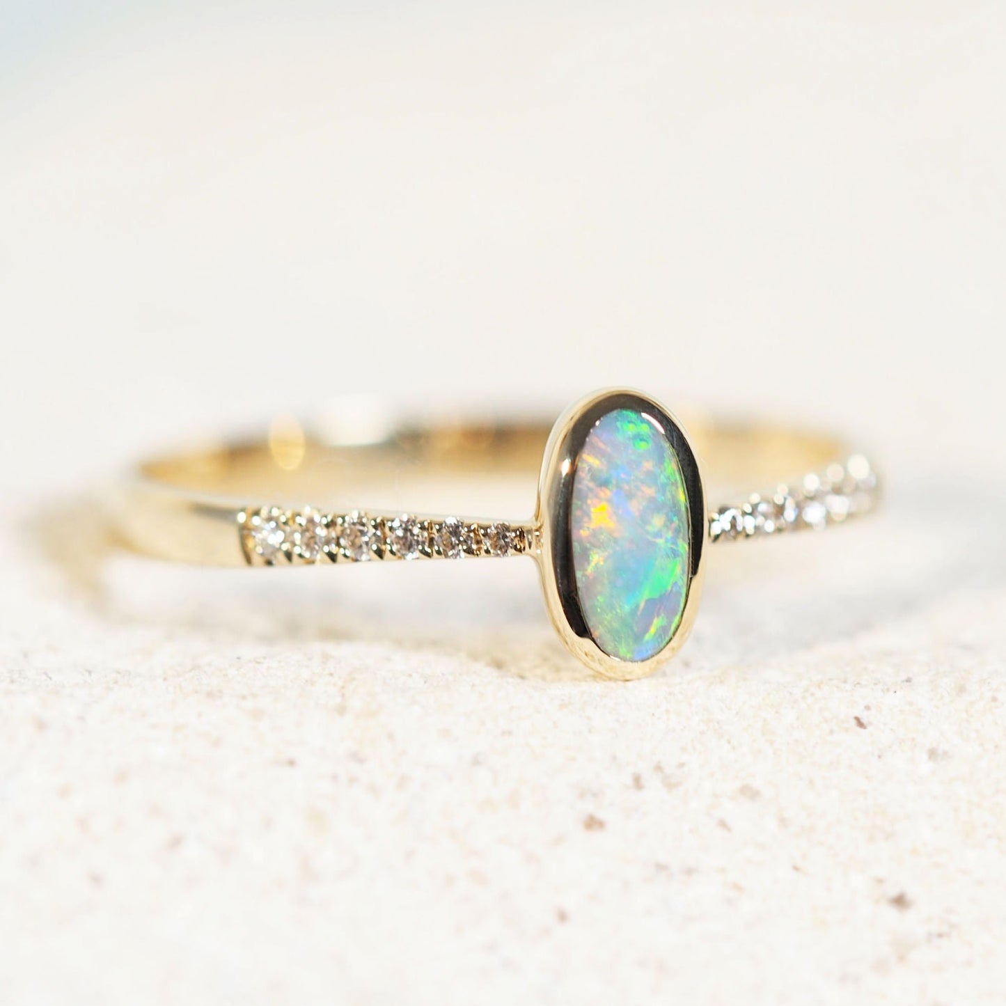 'Charlotte' Black Opal Ring 14ct Gold