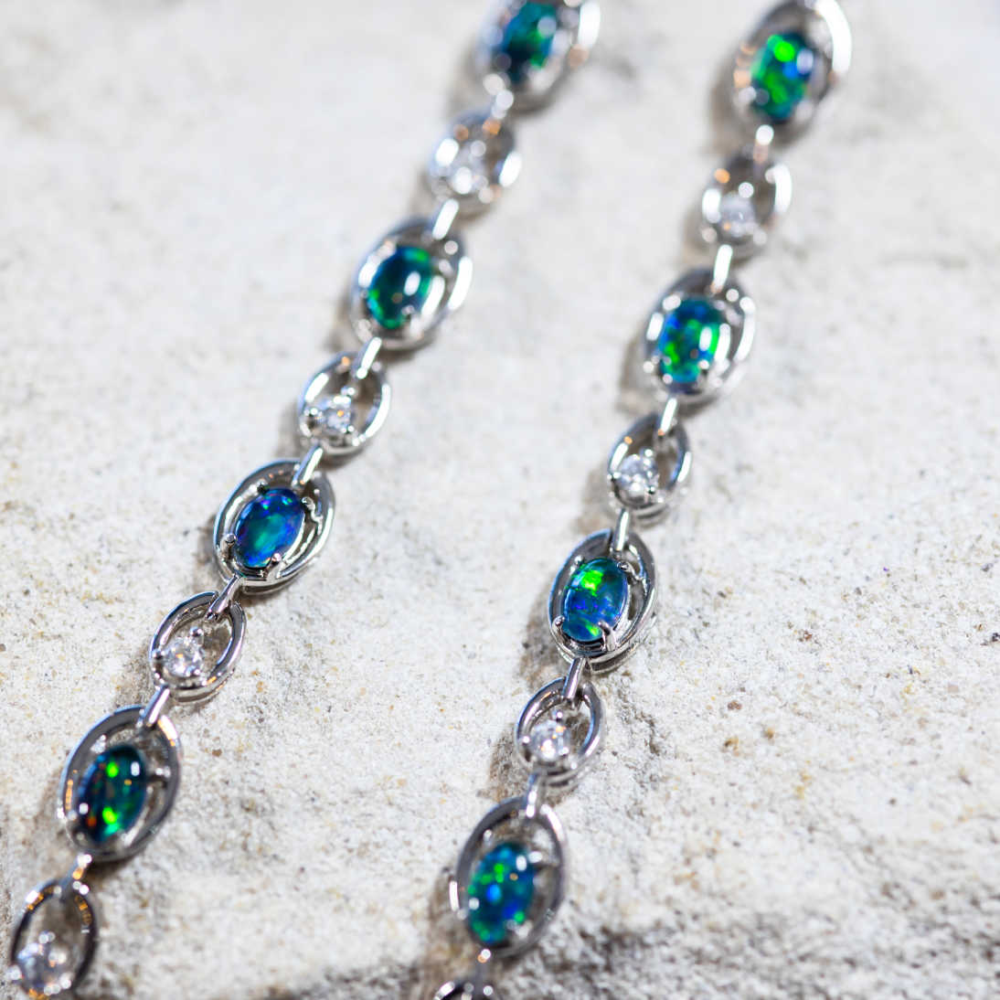 'Classic Link' Triplet Opal Bracelet Silver