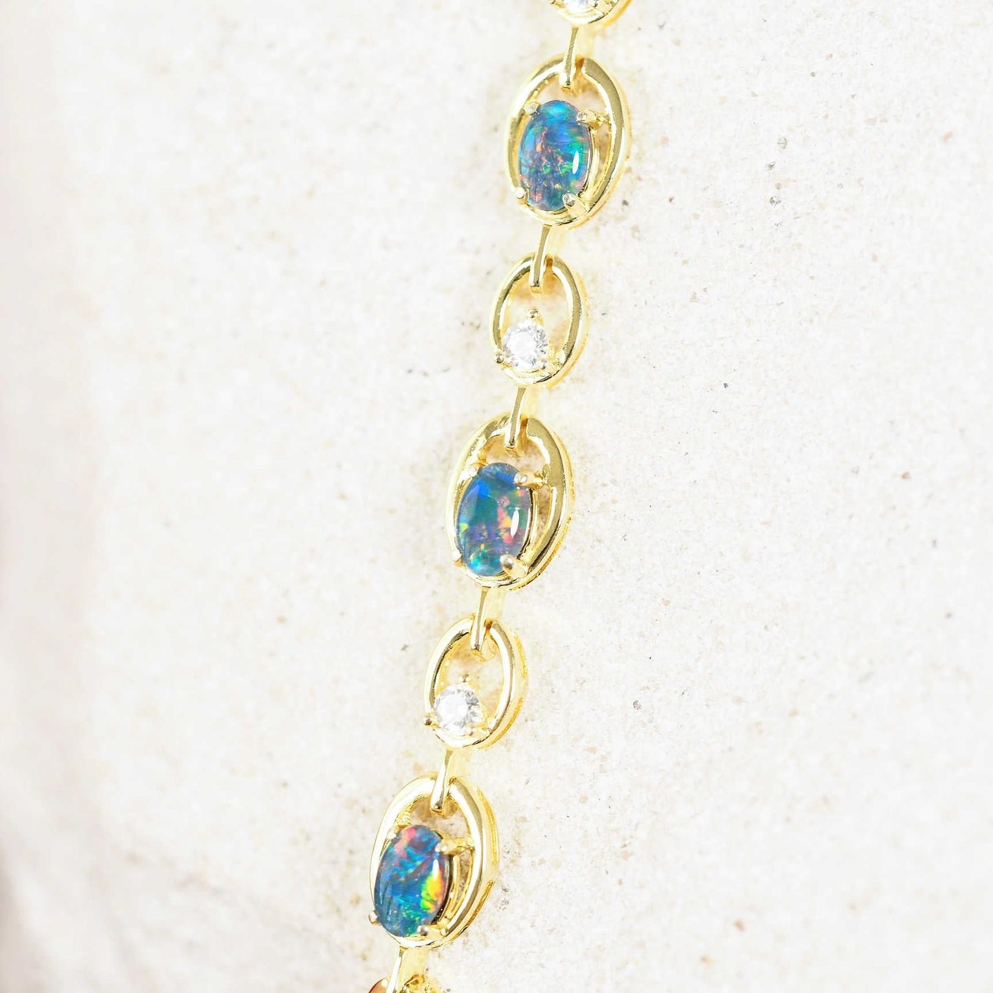 'Classic Link Trio' Triplet Opal Bracelet Gold Plated Silver