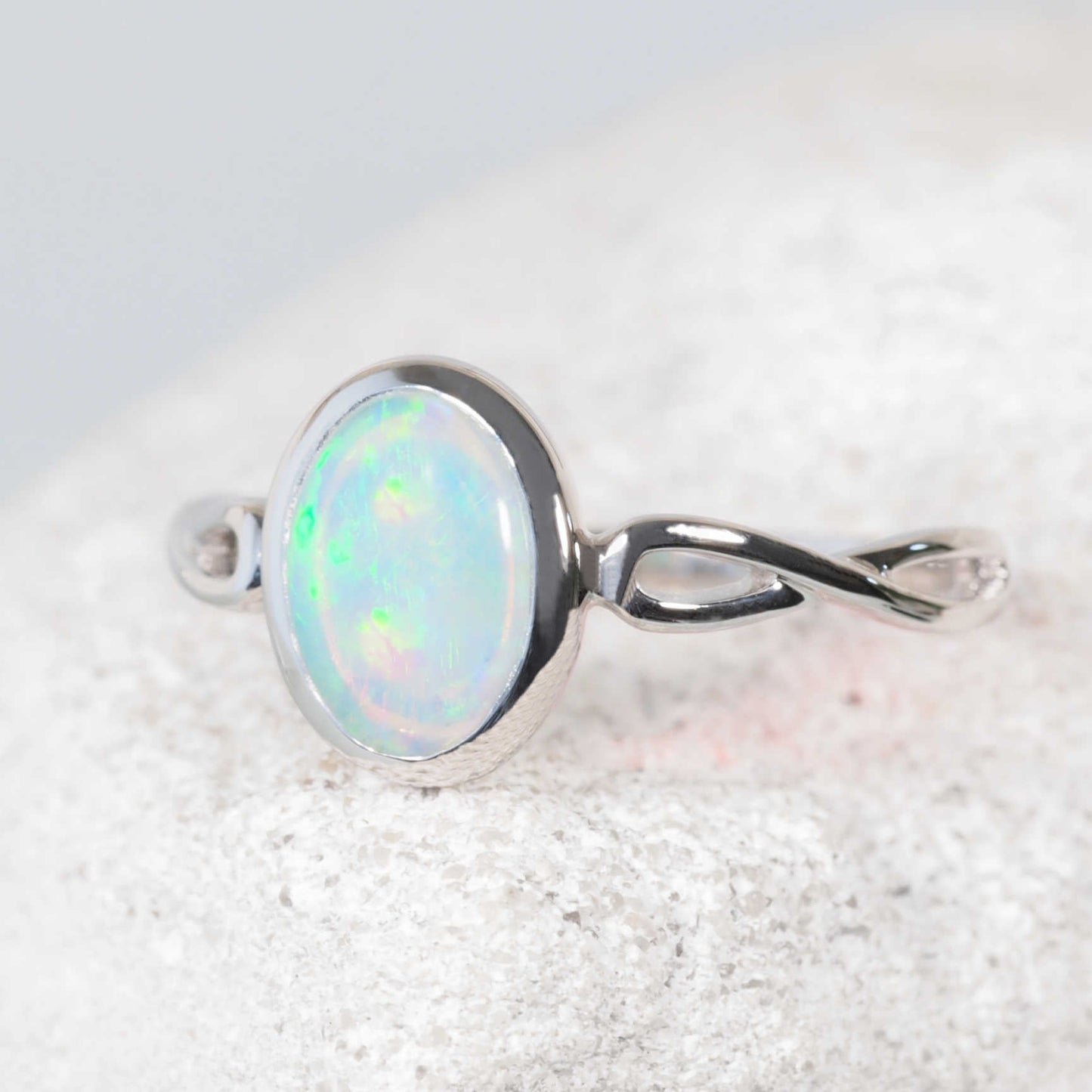 'Cliona' Crystal Opal Ring 14ct White Gold