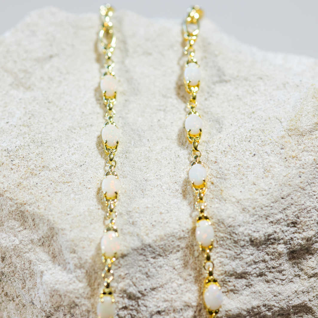 'Daisy Chain' Solid Opal Bracelet Gold Plated Silver