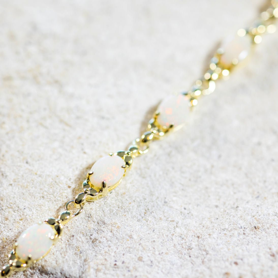 'Daisy Chain' Solid Opal Bracelet Gold Plated Silver