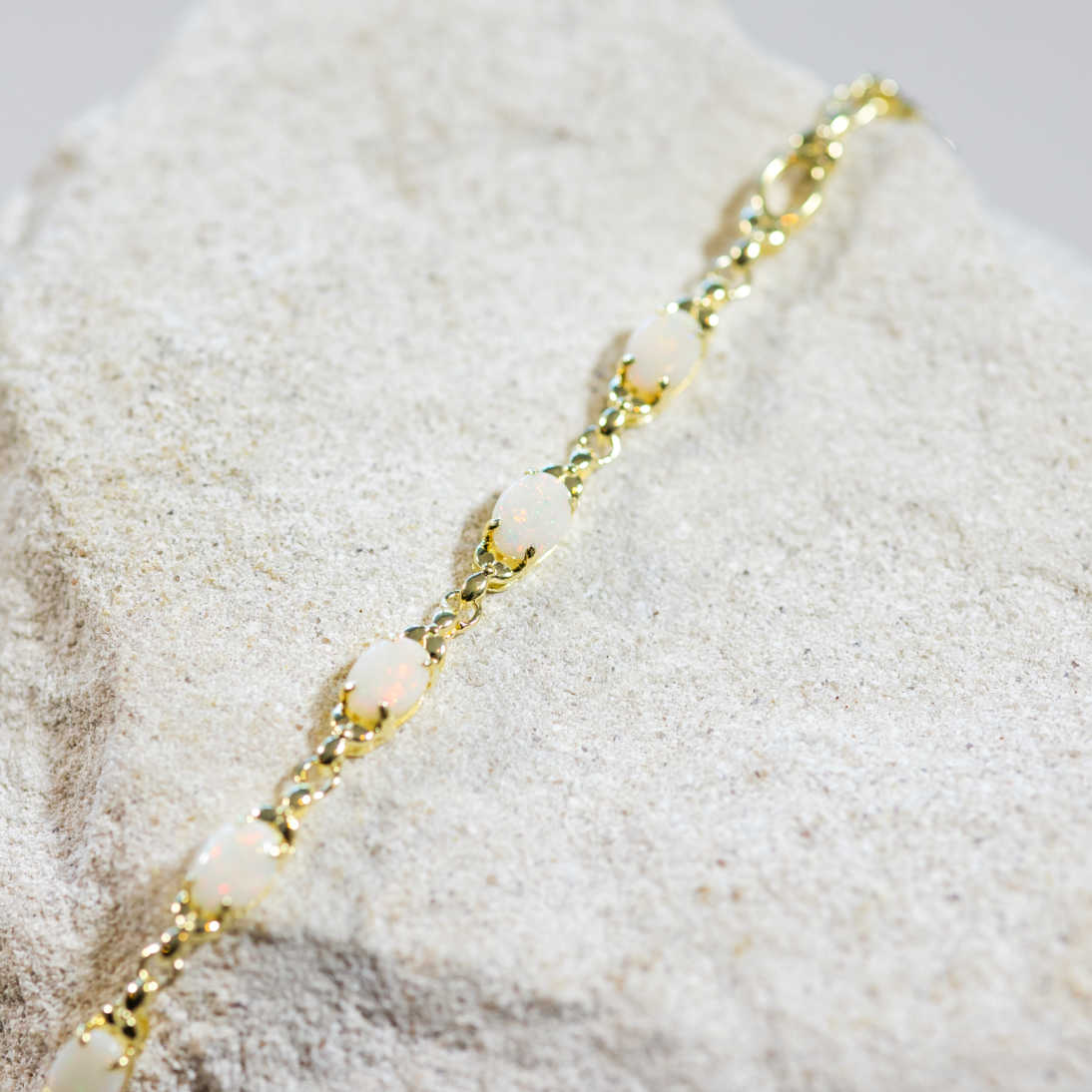 'Daisy Chain' Solid Opal Bracelet Gold Plated Silver