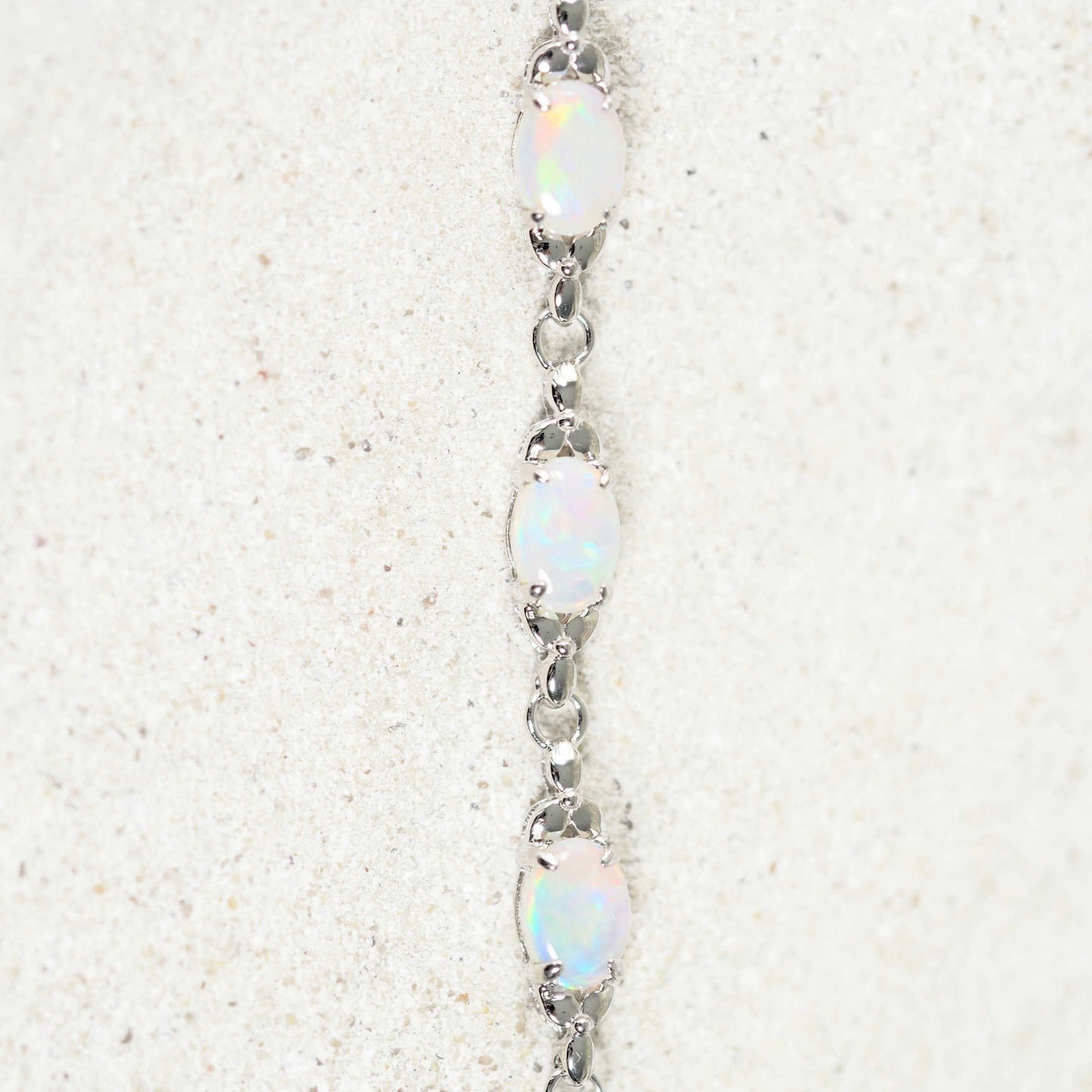 'Daisy Chain Trio' White Opal Bracelet Silver