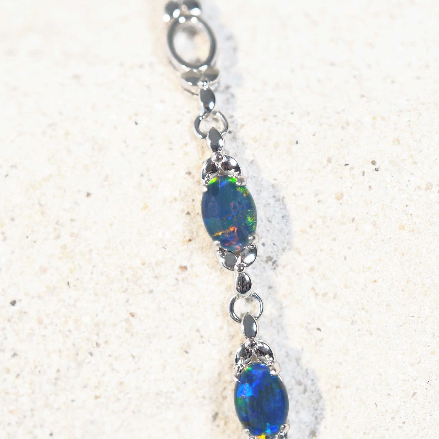 'Daisy Chain Trio' Triplet Opal Bracelet Silver