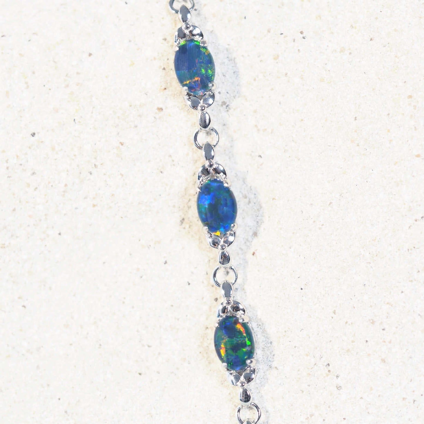 'Daisy Chain Trio' Triplet Opal Bracelet Silver