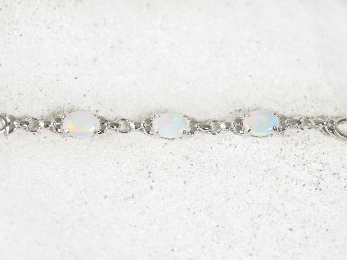 'Daisy Chain Trio' White Opal Bracelet Silver