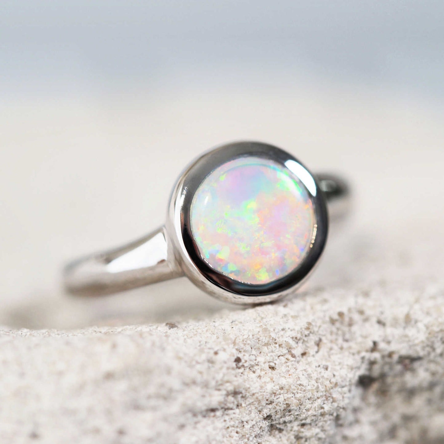 'Dalia' Crystal Opal Ring 14ct White Gold