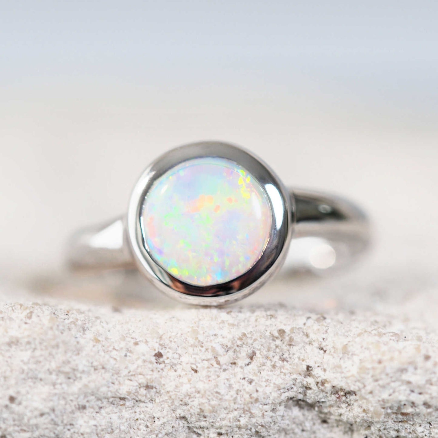 'Dalia' Crystal Opal Ring 14ct White Gold
