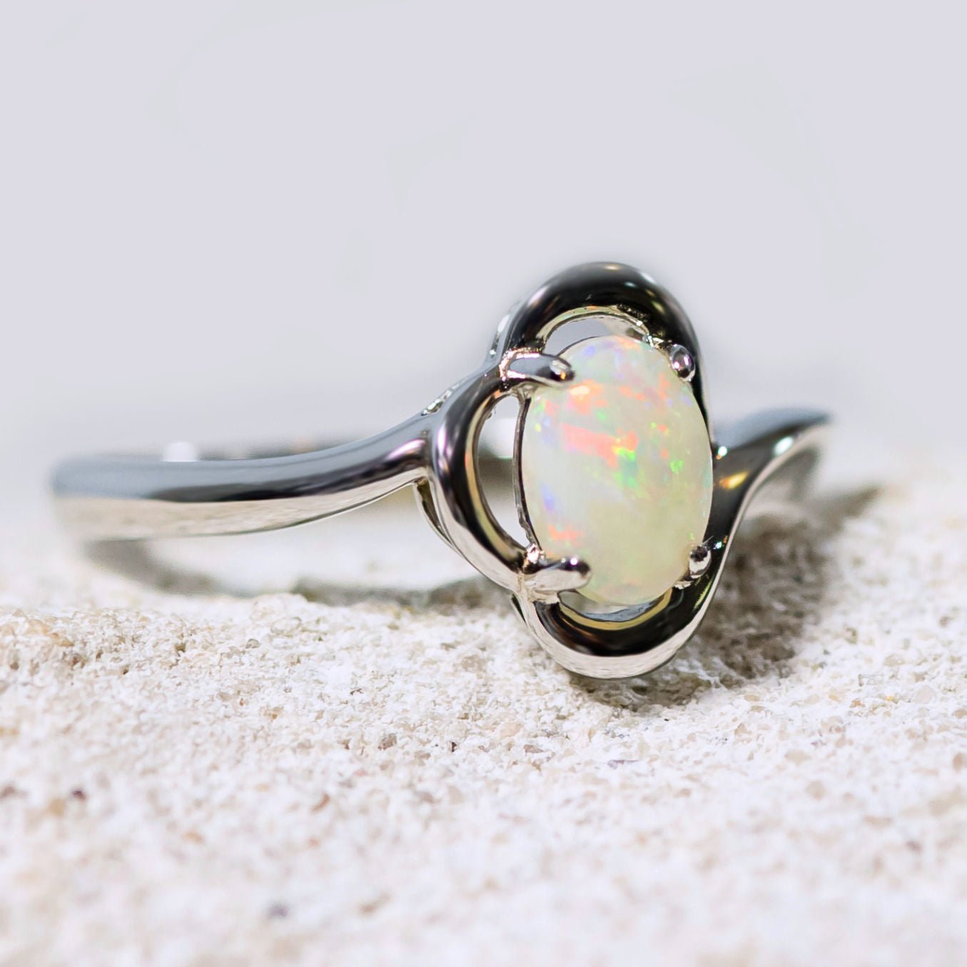 'Della' White Opal Ring Silver