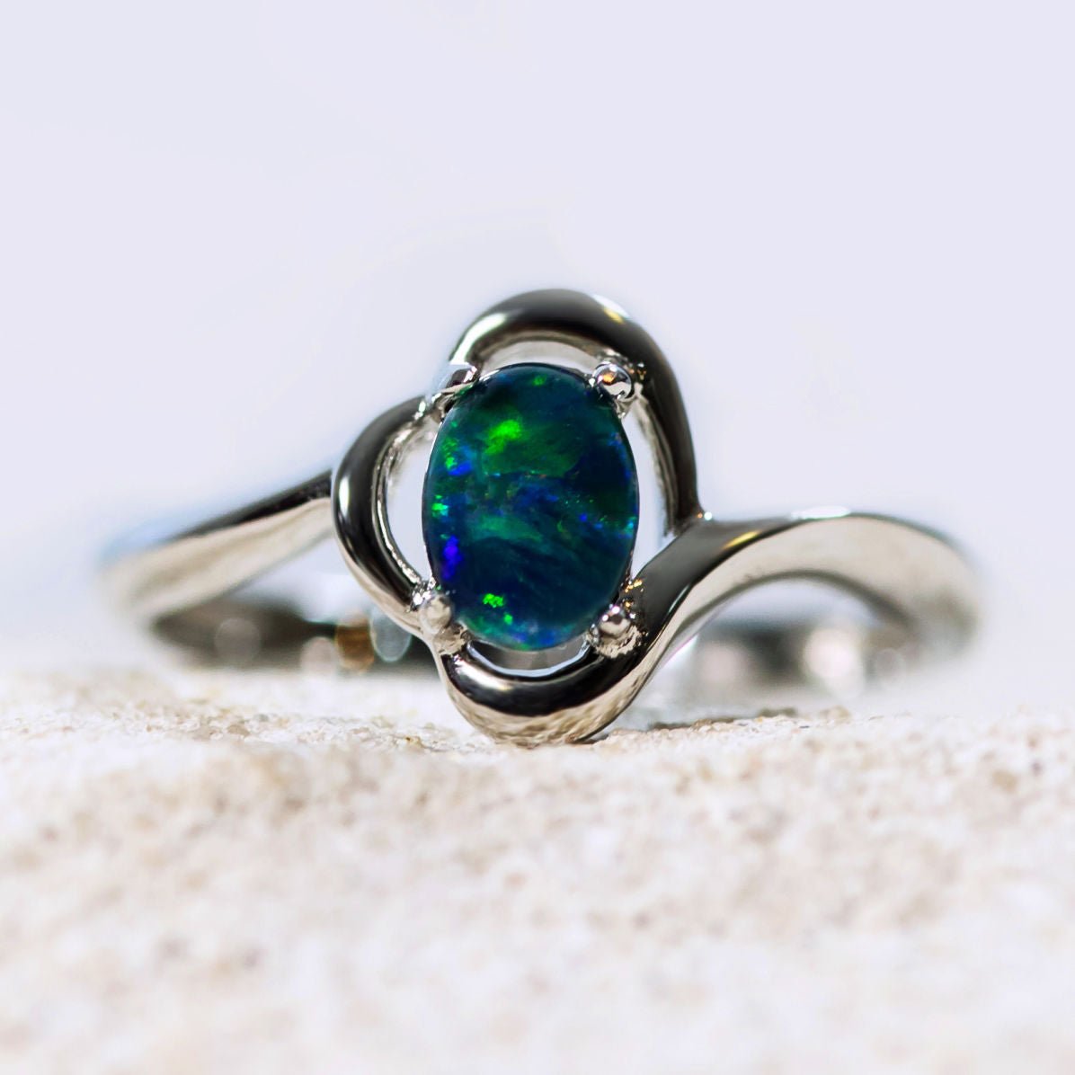 'Della Blue' Triplet Opal Ring Silver