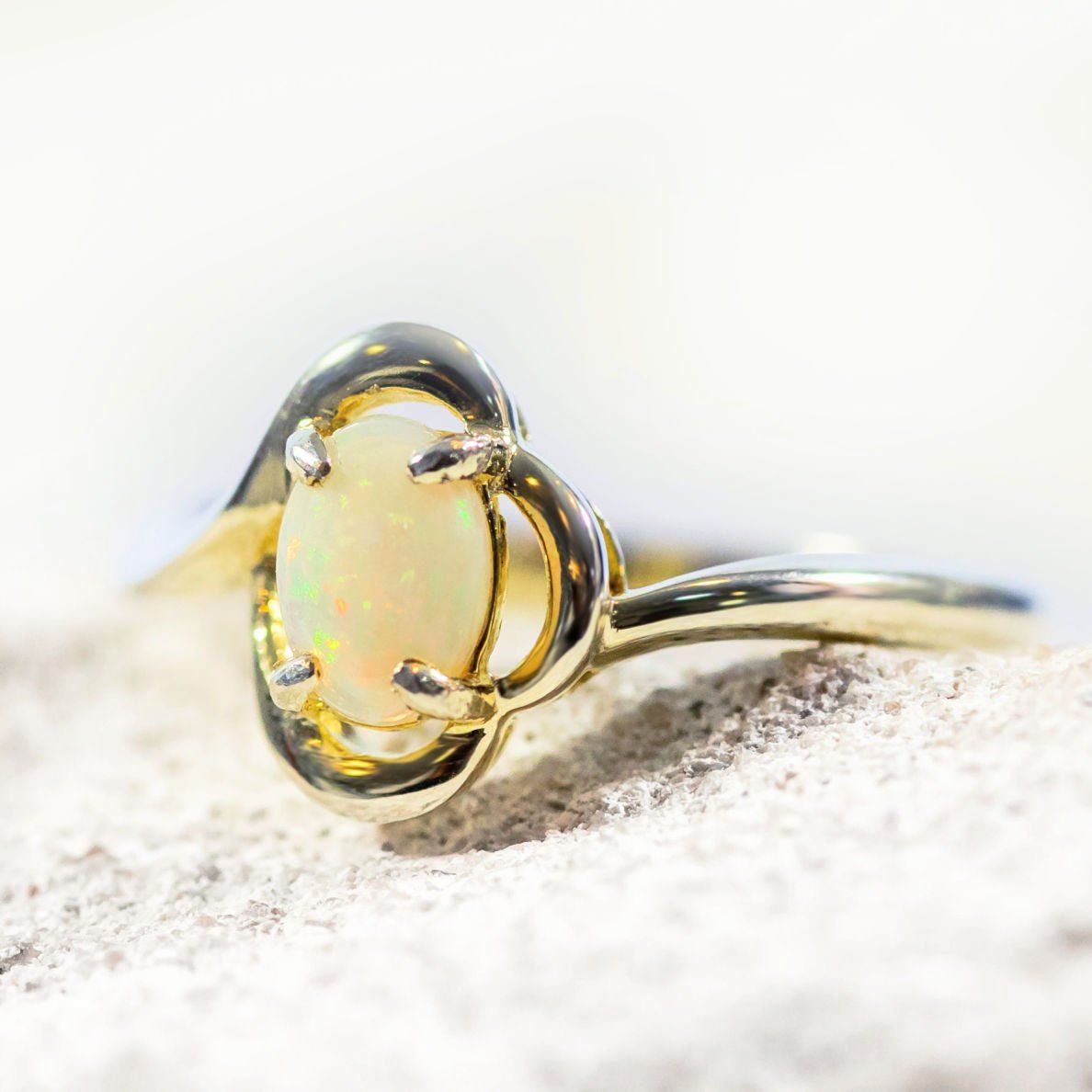 'Della' Solid Opal Ring Gold Plated Silver