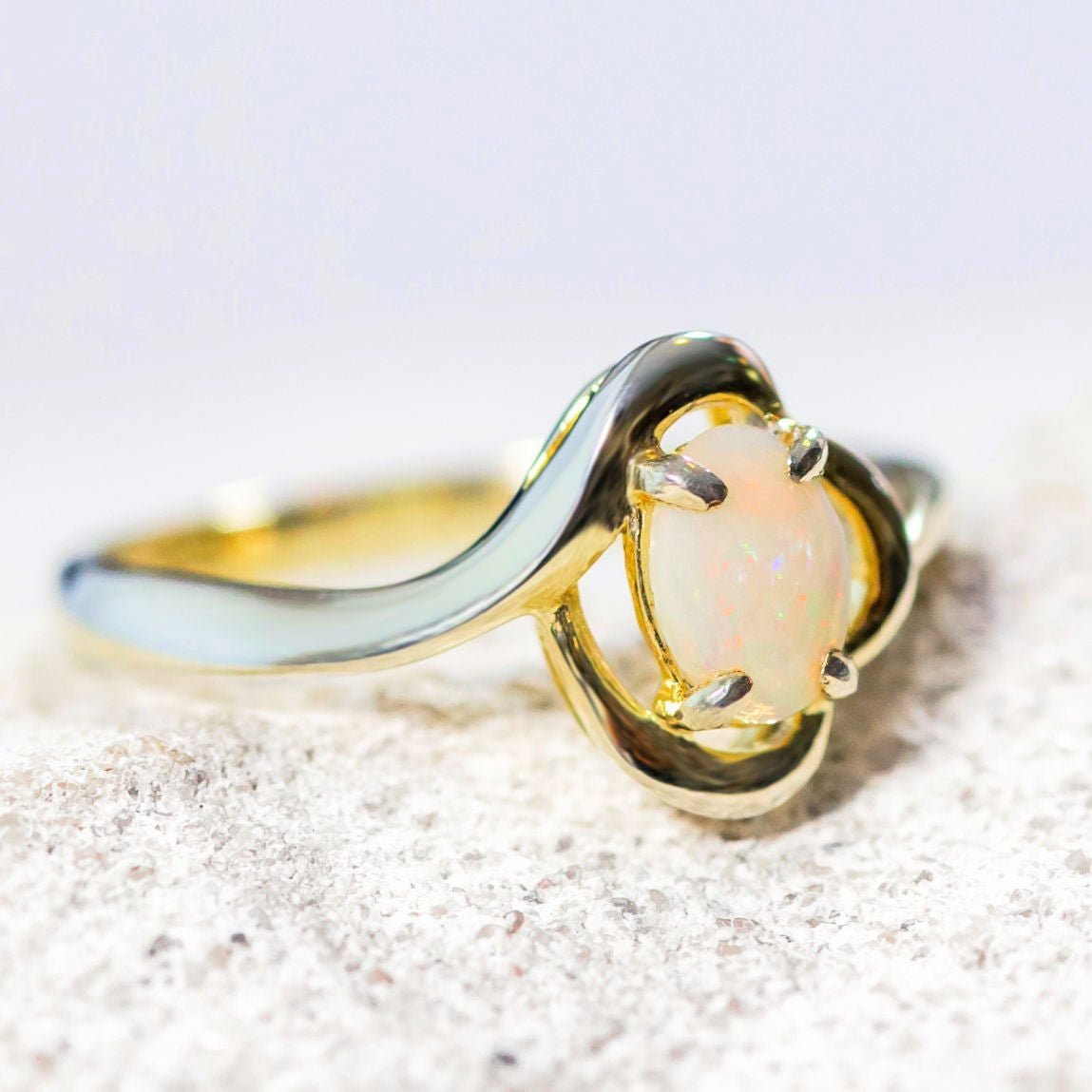 'Della' Solid Opal Ring Gold Plated Silver