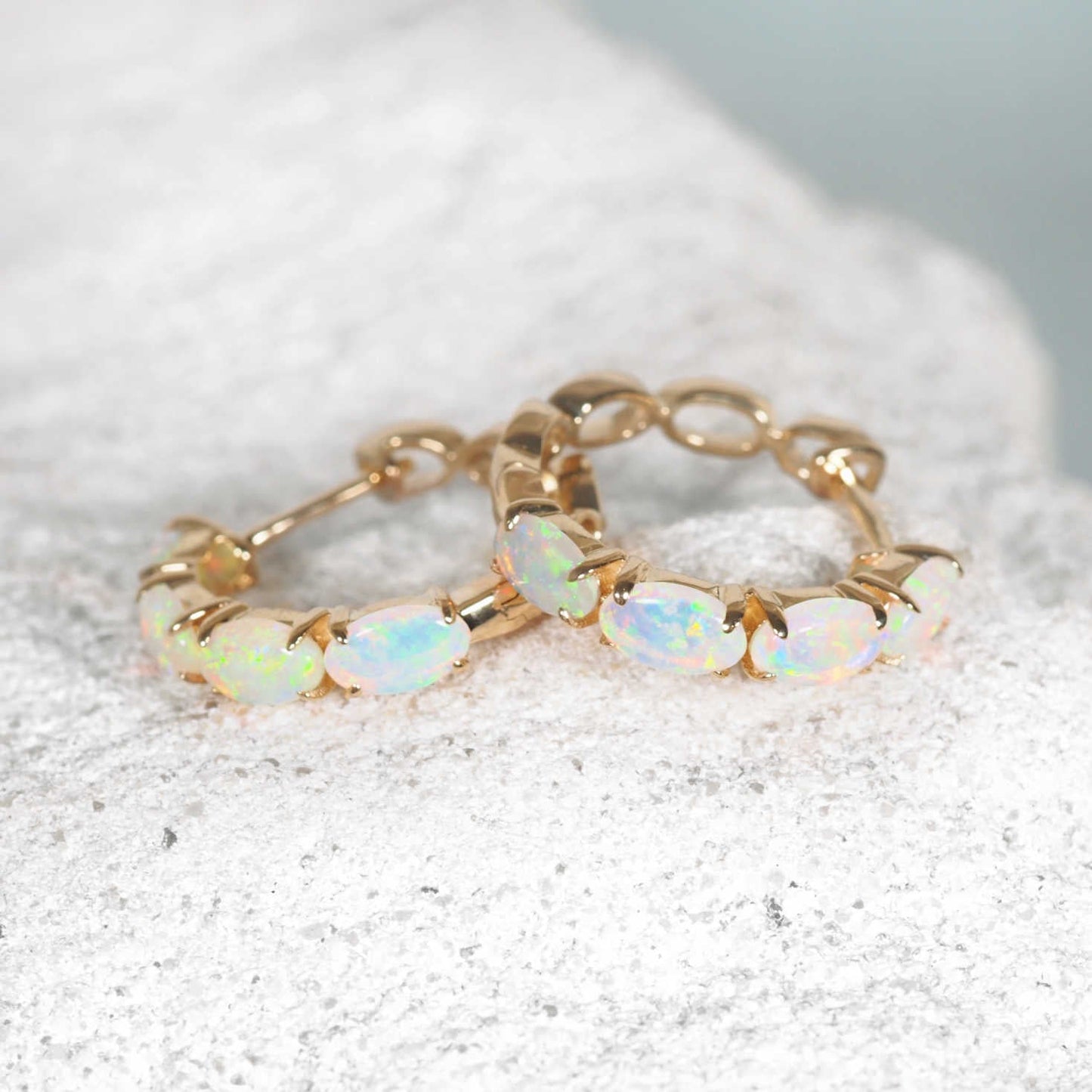 'Delphina' Crystal Opal Earrings 14ct Gold