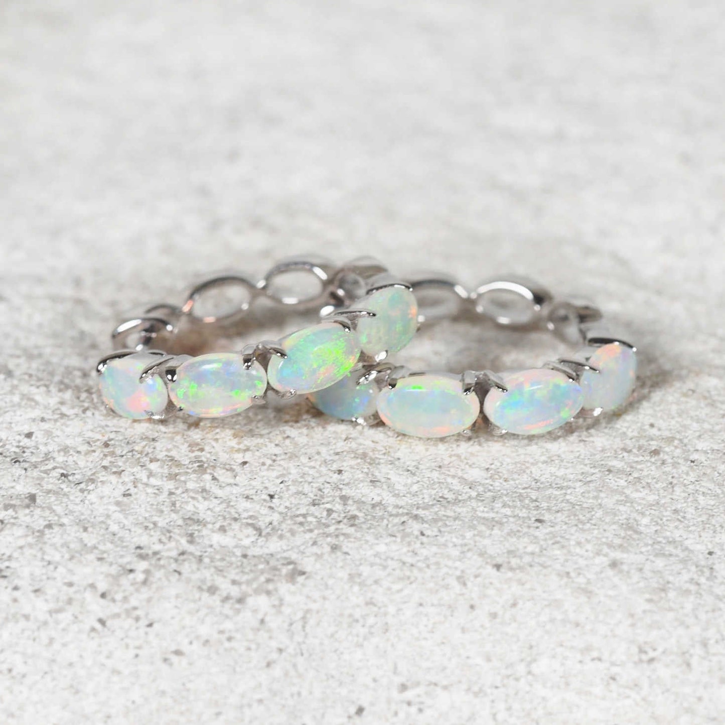 'Delphine' Crystal Opal Earrings 14ct White Gold