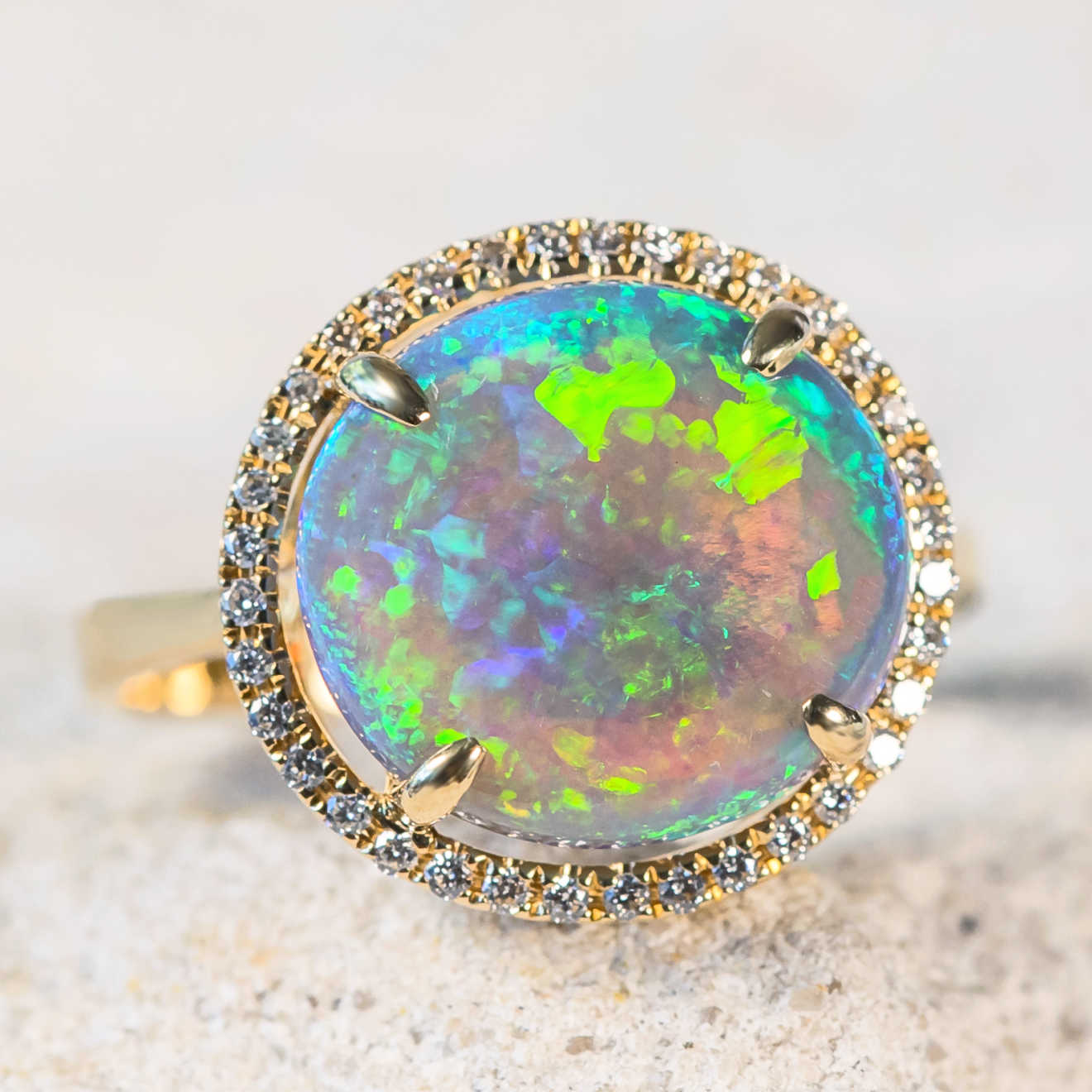 'Dhana' Crystal Opal Ring 18ct Gold