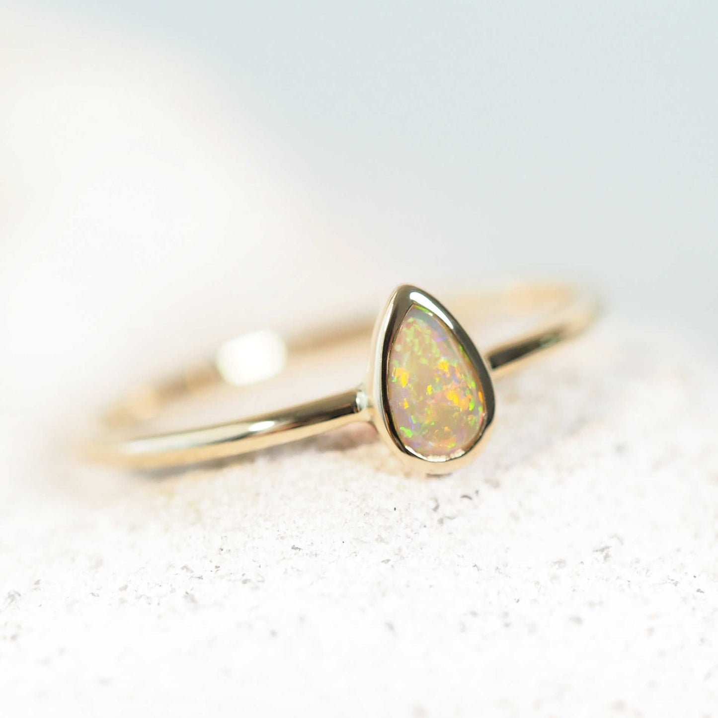 'Dinah' Semi-Black Crystal Opal Ring 14ct Gold