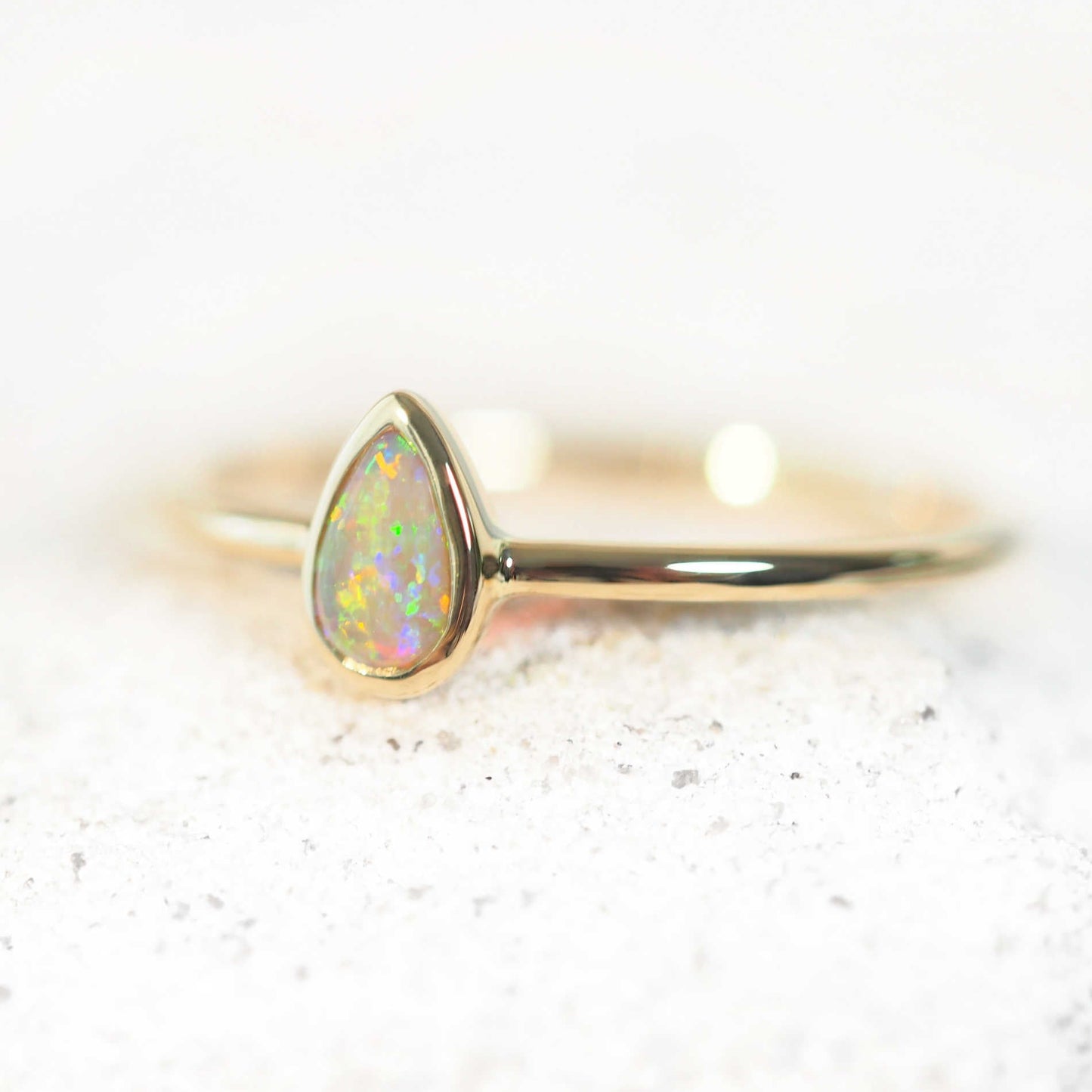 'Dinah' Semi-Black Crystal Opal Ring 14ct Gold