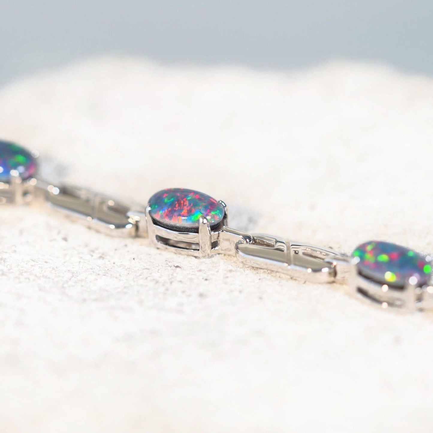 'Double Link' Triplet Opal Bracelet Silver