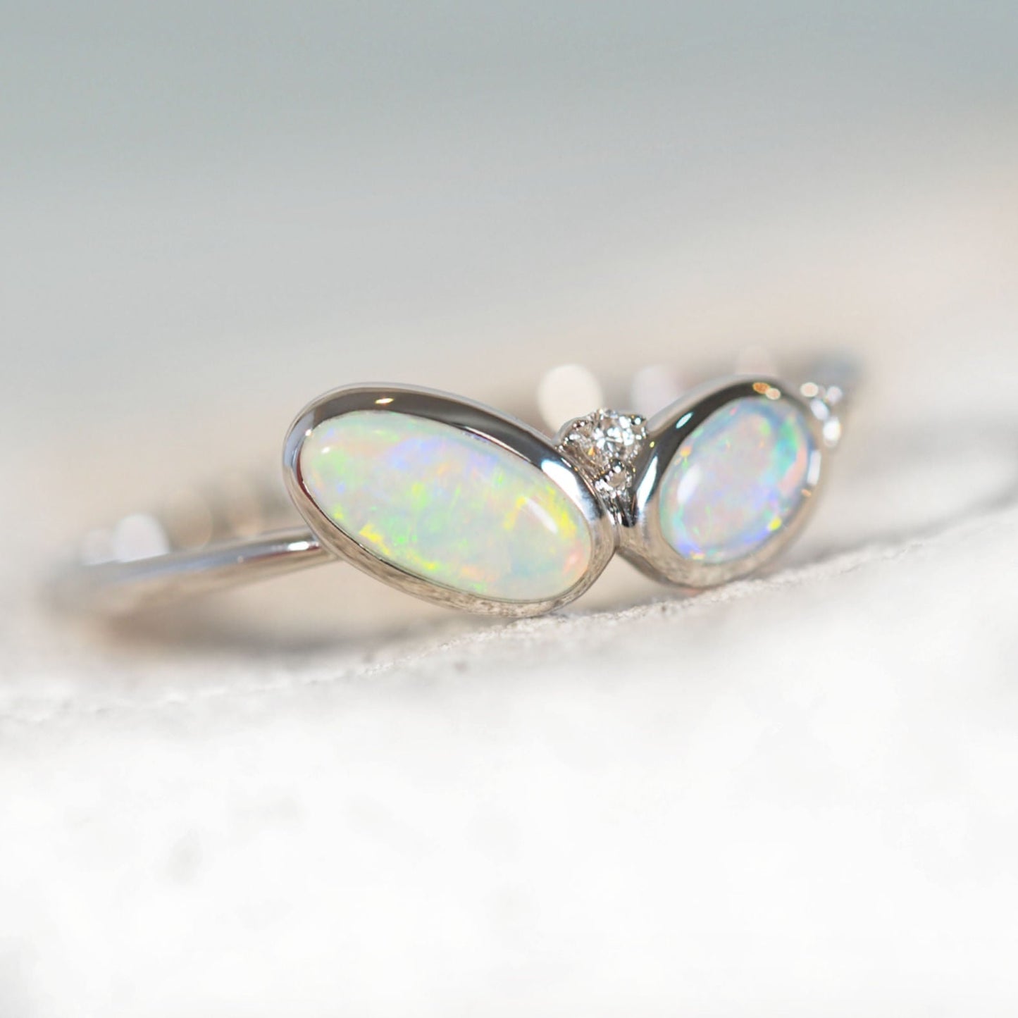 'Edian' Crystal Opal Ring 14ct White Gold