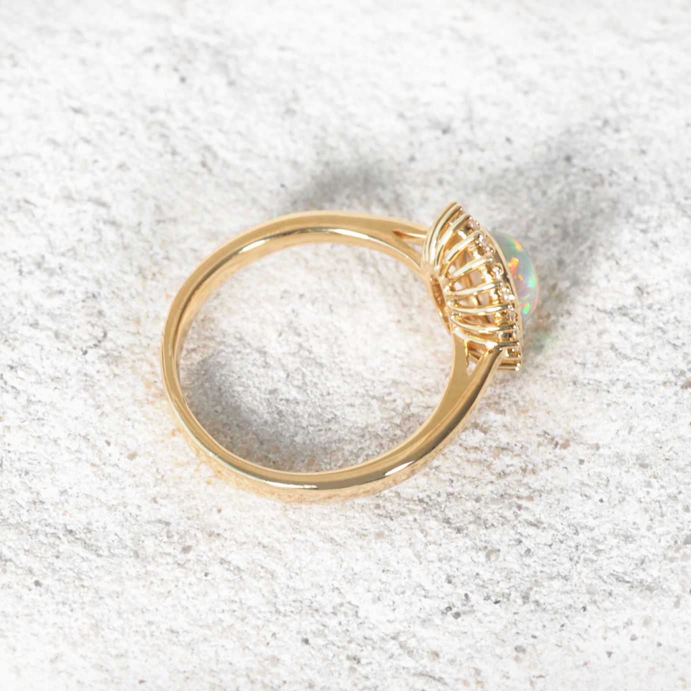 'Eira' Black Crystal Opal Ring 18ct Gold