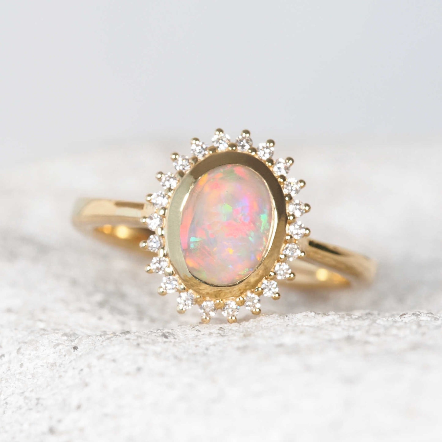 'Eira' Black Crystal Opal Ring 18ct Gold