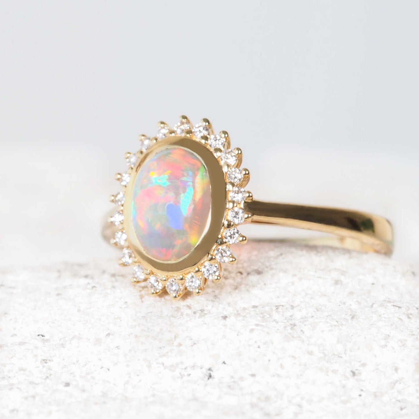 'Eira' Black Crystal Opal Ring 18ct Gold