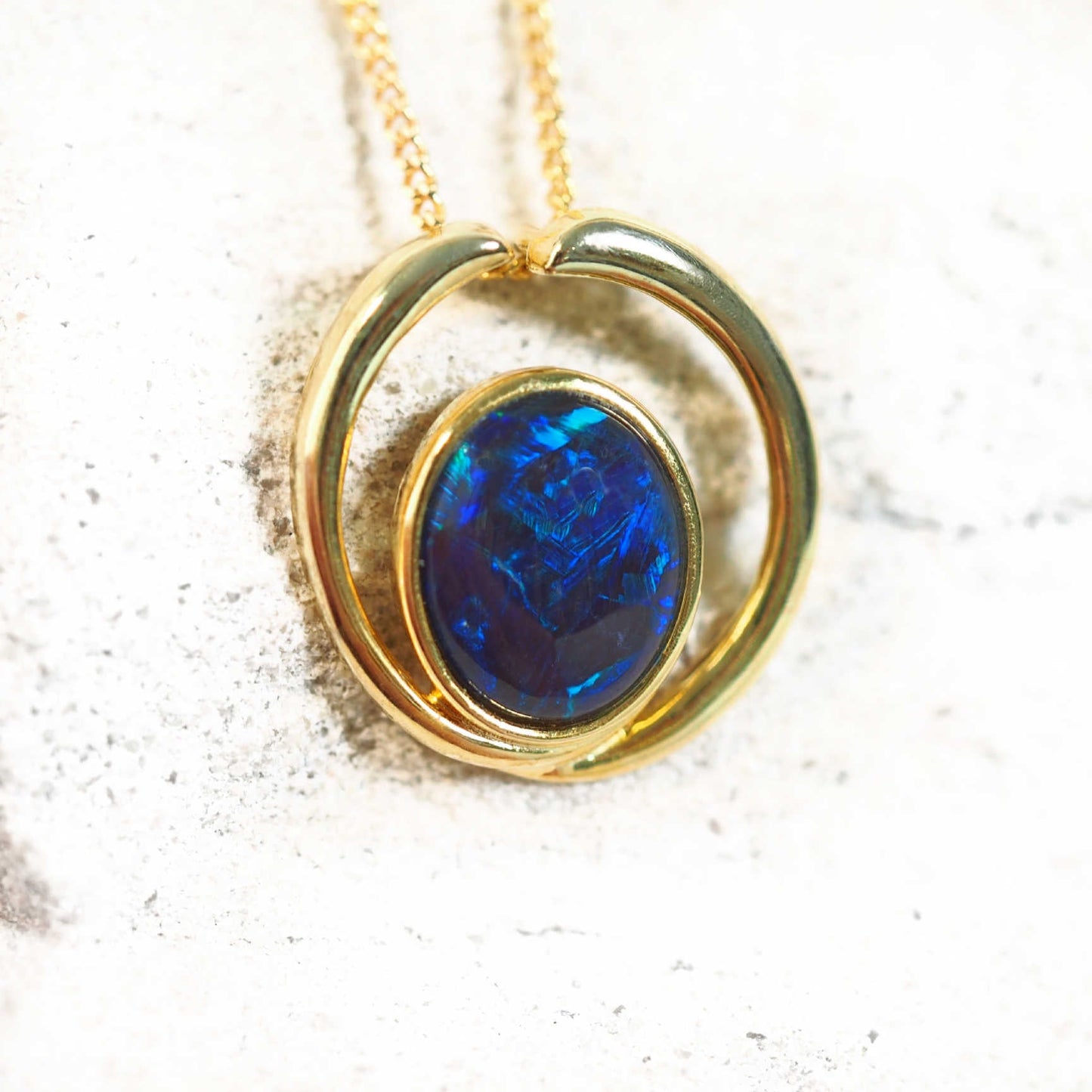 'Elana Blue Grande ' Triplet Opal Pendant Gold Plated Silver