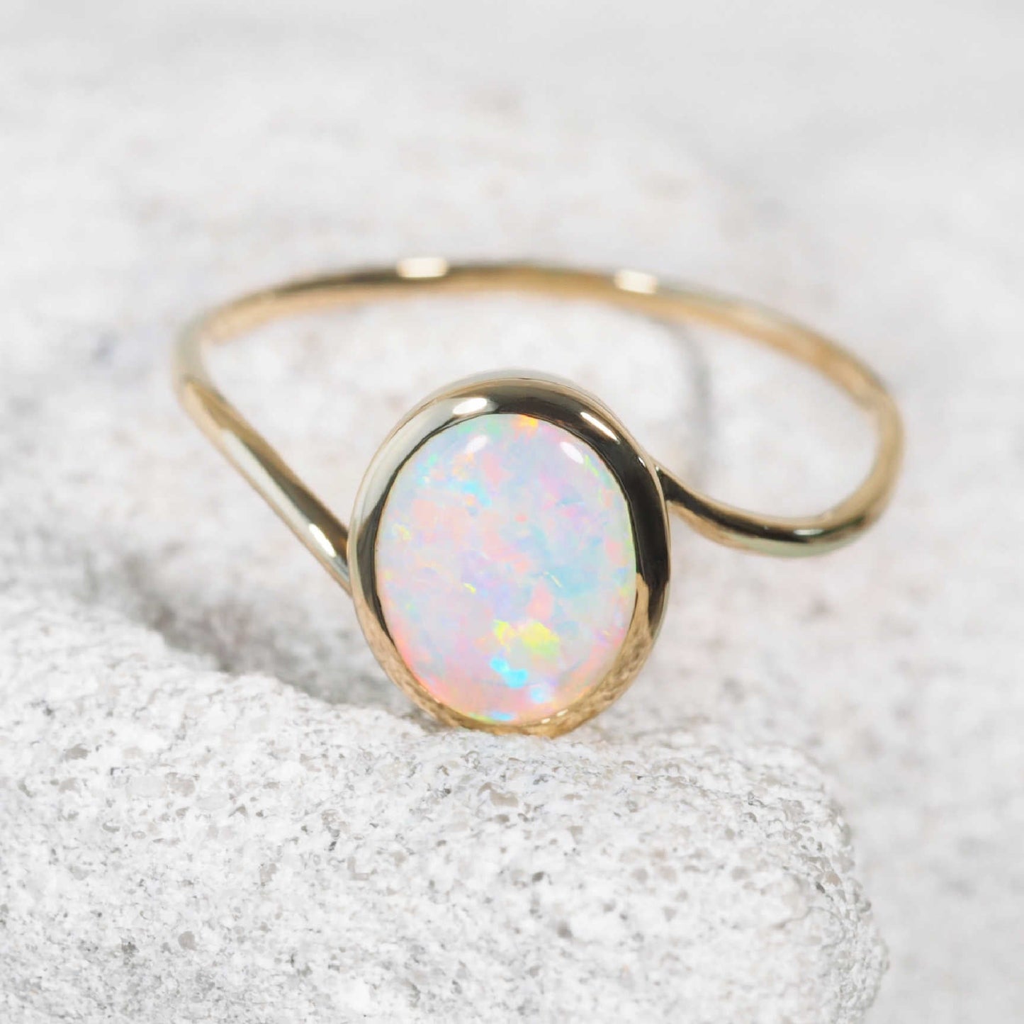 'Elara' Crystal Opal Ring 14ct Gold