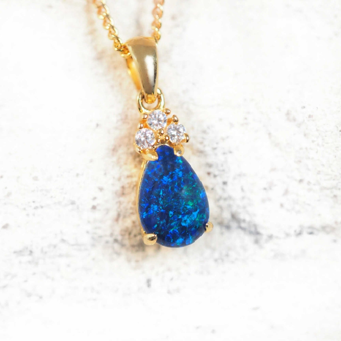 'Elira Blue' Triplet Opal Pendant Gold Plated Silver
