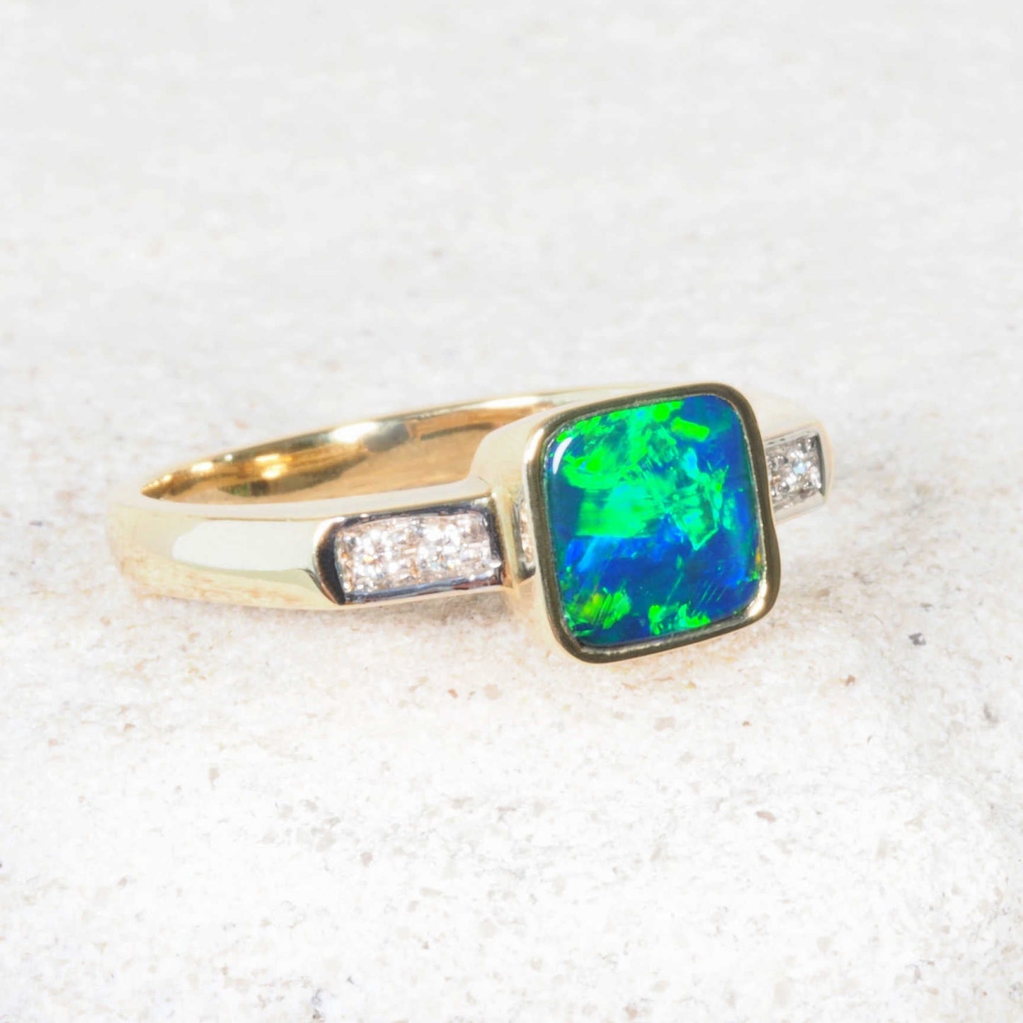 'Elowen' Doublet Opal Ring 14ct Gold