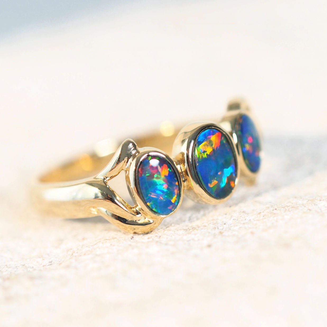 'Emi' Doublet Opal Ring 14ct Gold