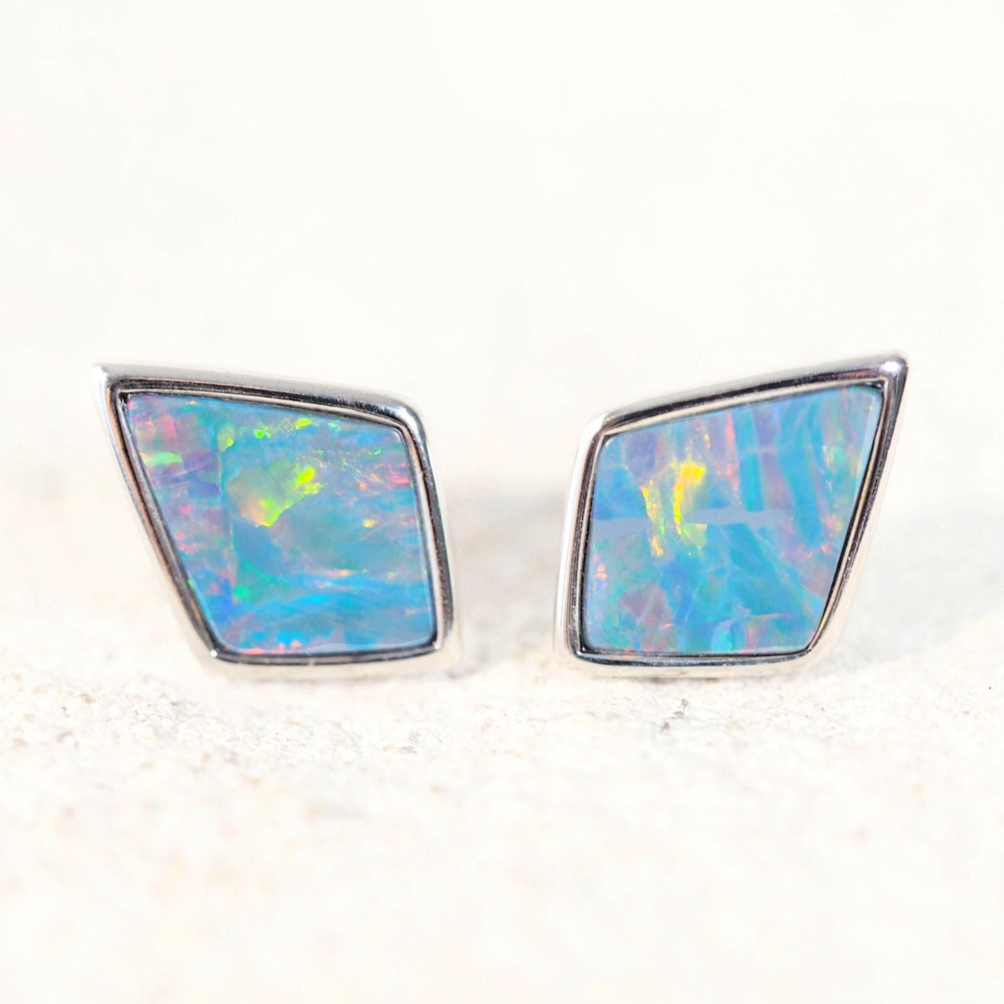 'Enna' Doublet Opal Earrings Silver