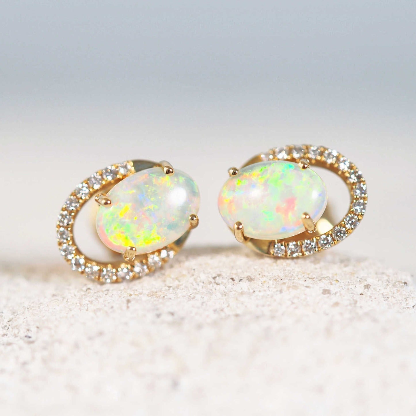 'Estela’ Crystal Opal Earrings 18ct Gold