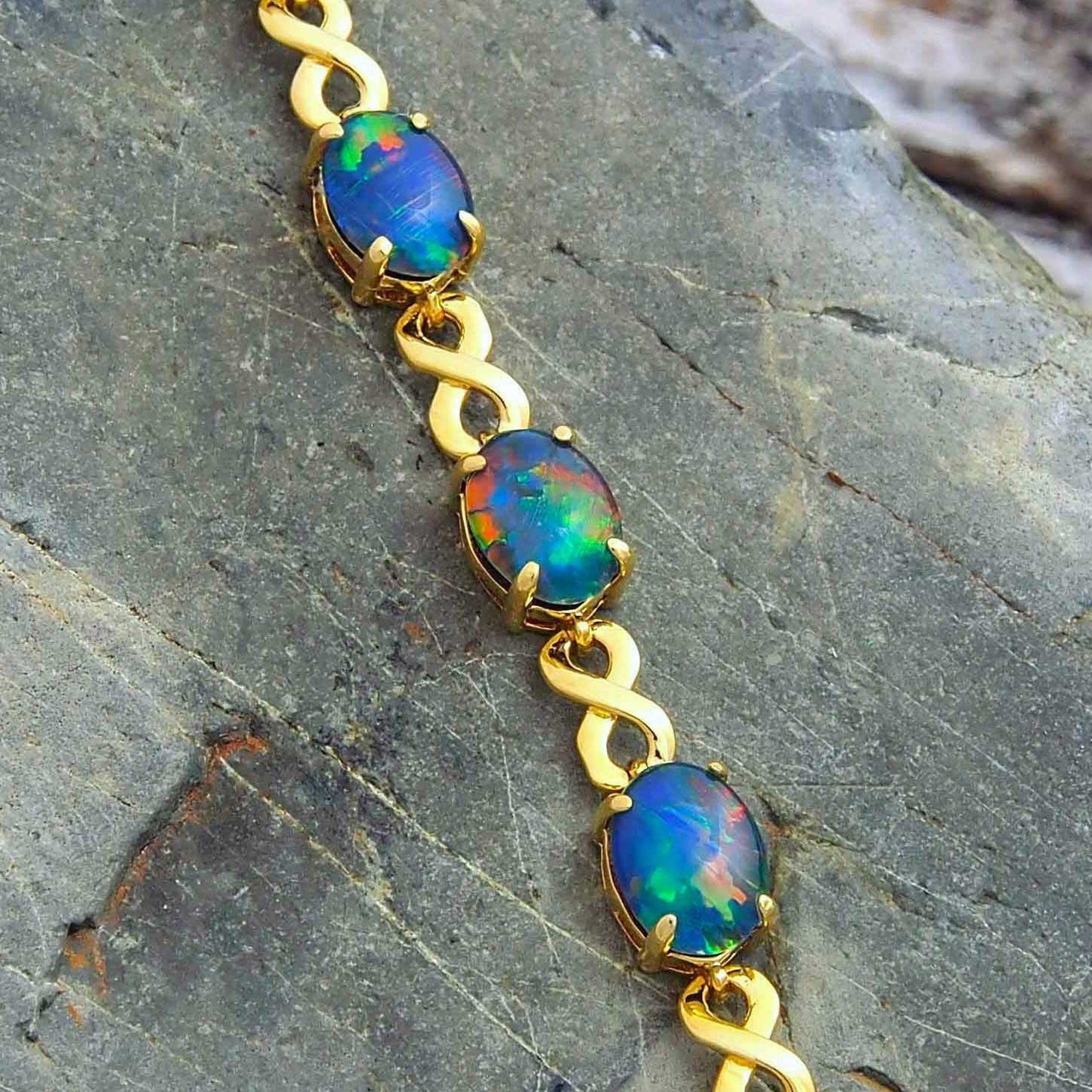 'Eternity' Triplet Opal Bracelet Gold Plated Silver