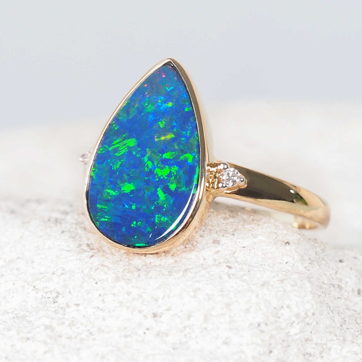 'Eveline' Doublet Opal Ring 14ct Gold