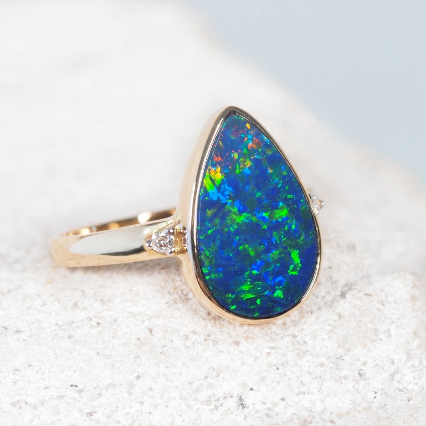 'Eveline' Doublet Opal Ring 14ct Gold