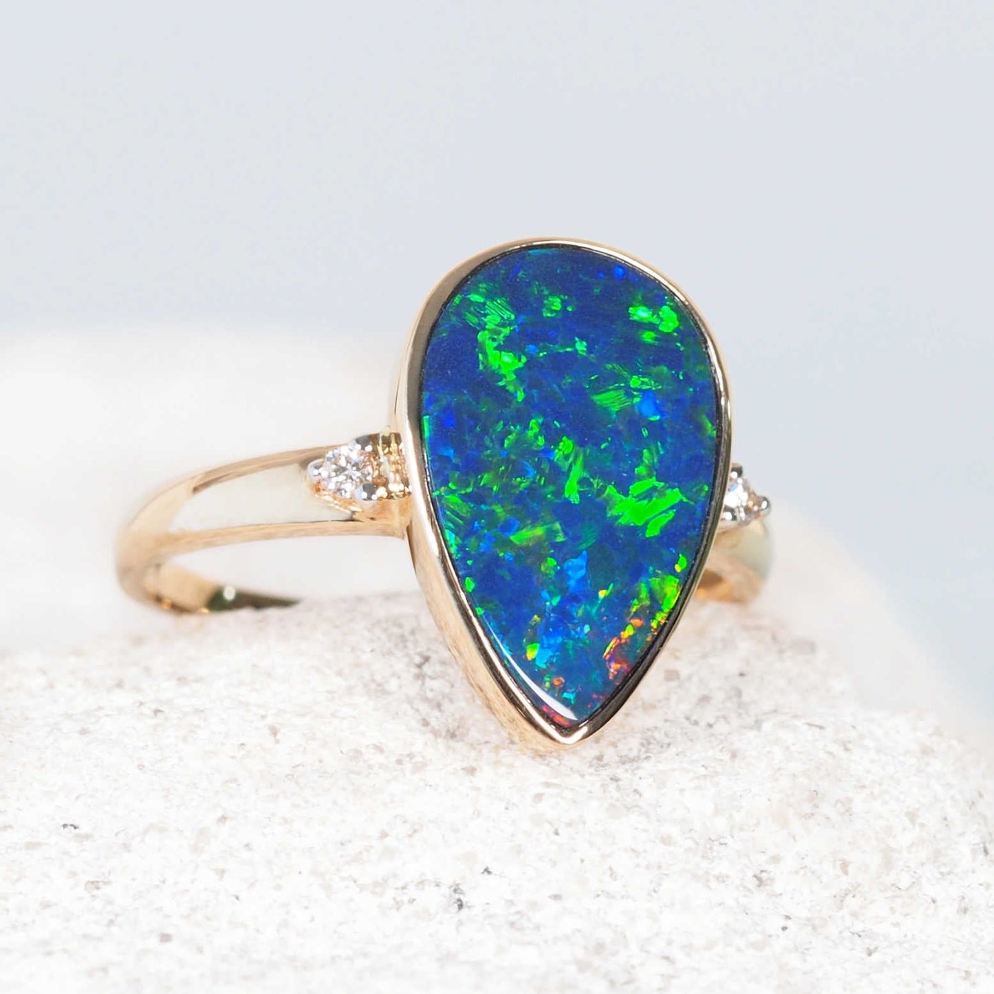 'Eveline' Doublet Opal Ring 14ct Gold