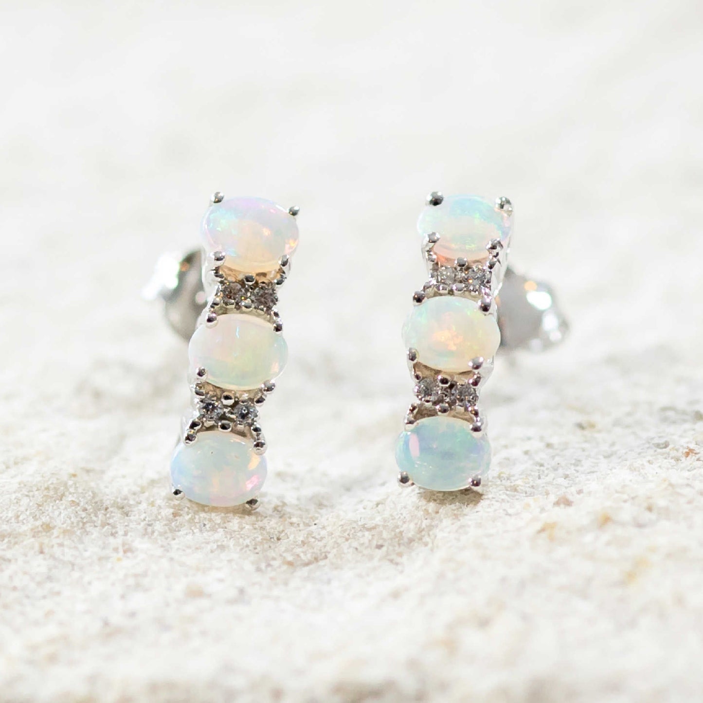 'Eyre' Silver Crystal Opal Earrings