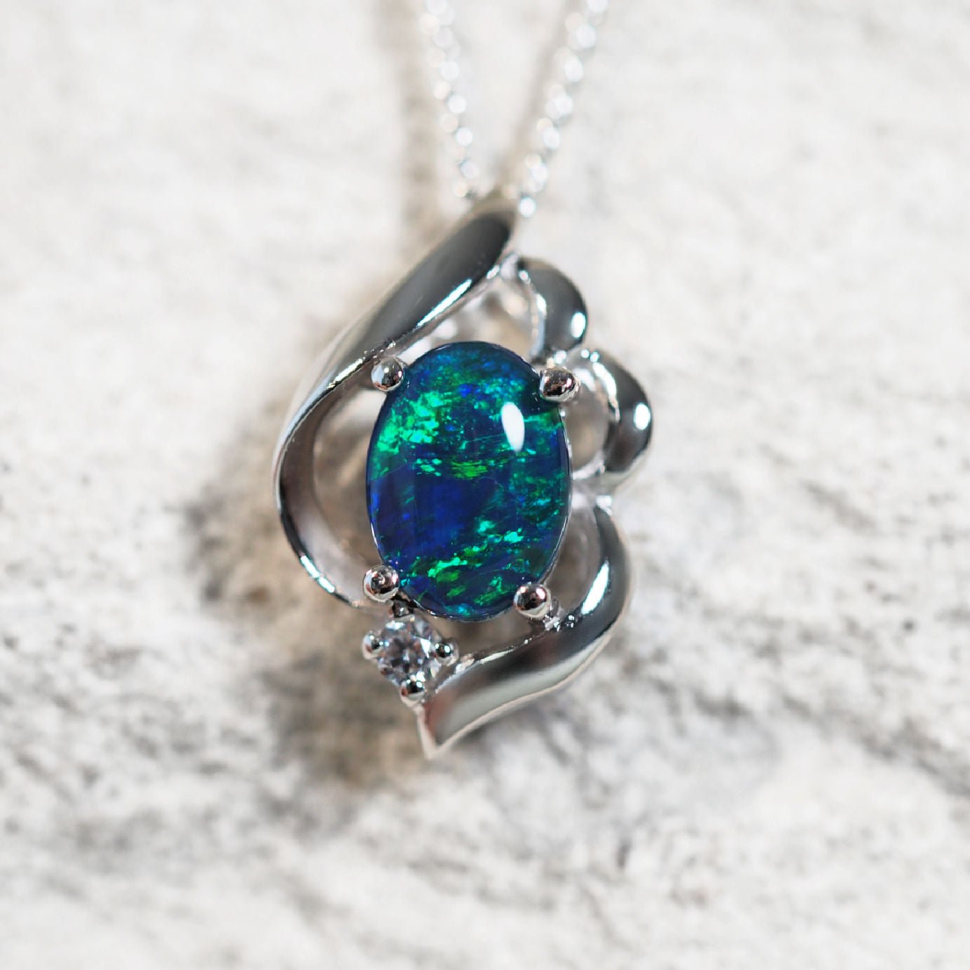 'Felia Blue' Triplet Opal Pendant Silver