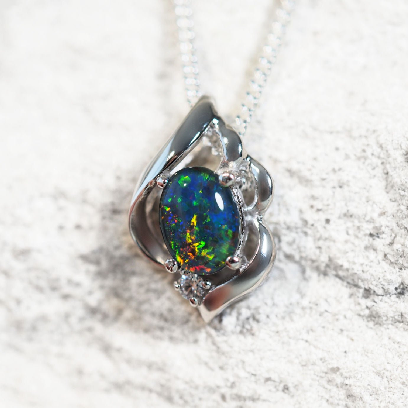 'Felia' Triplet Opal Pendant Silver