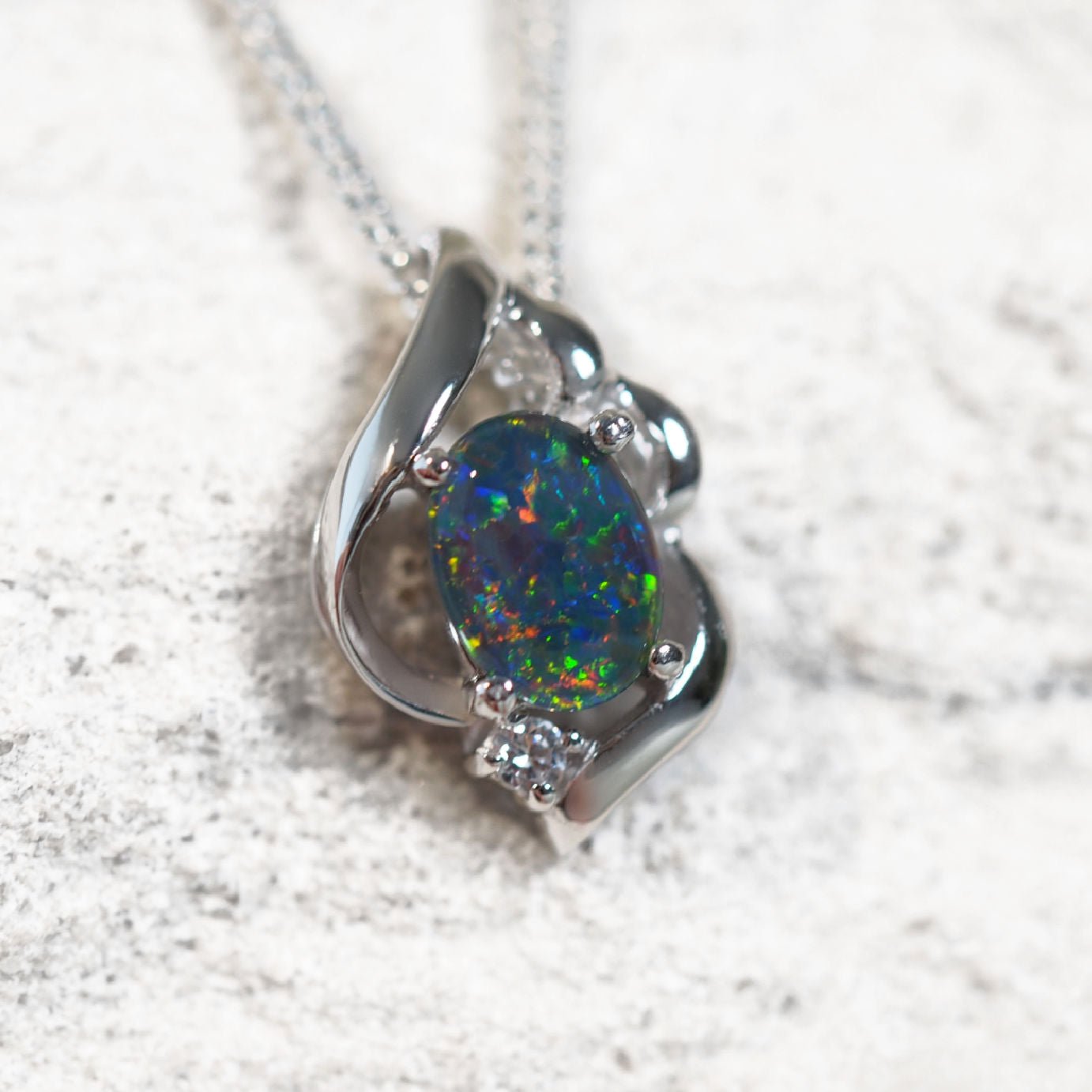 'Felia' Triplet Opal Pendant Silver
