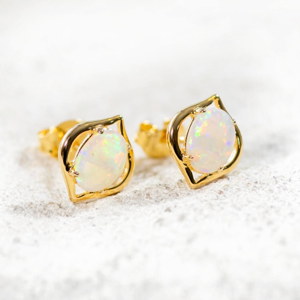 'Genie' Crystal Opal Earrings Gold Plated Silver