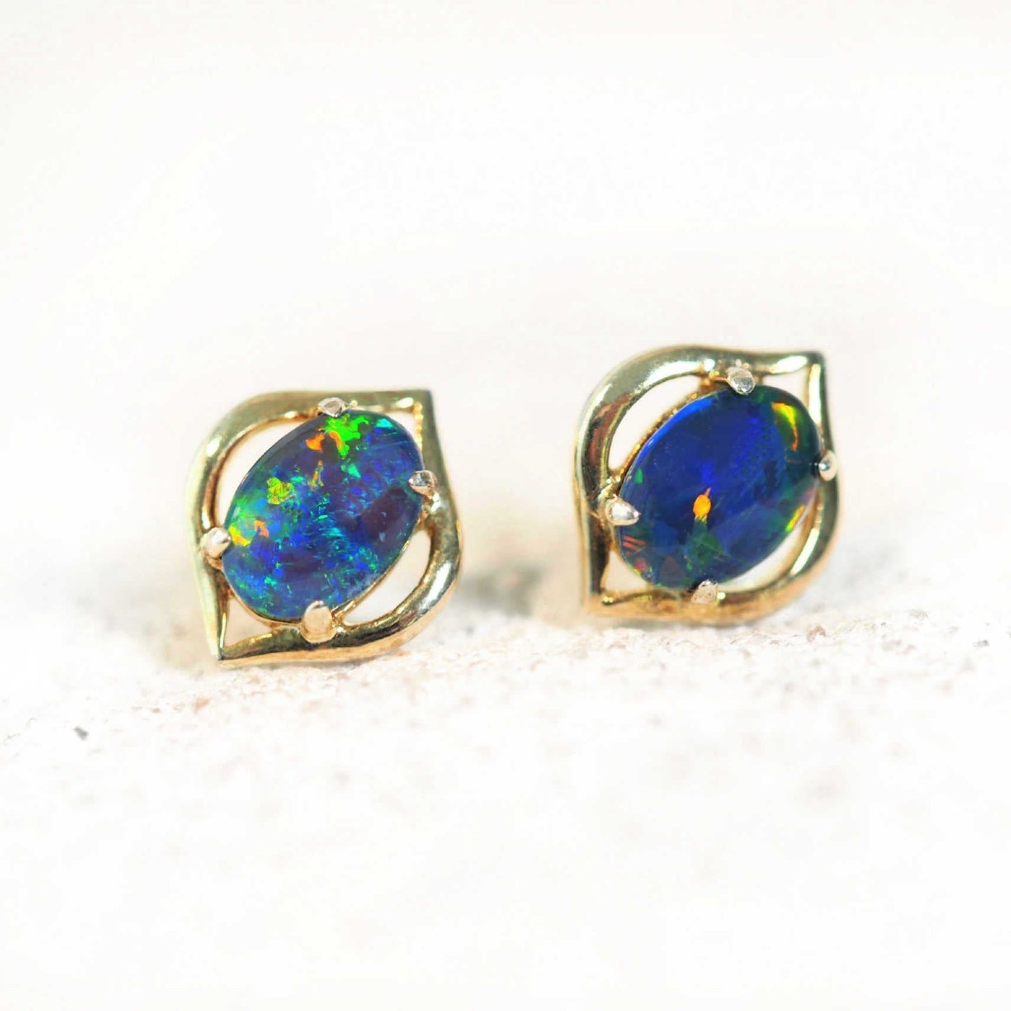 'Genie' Triplet Opal Earrings Gold Plated Silver