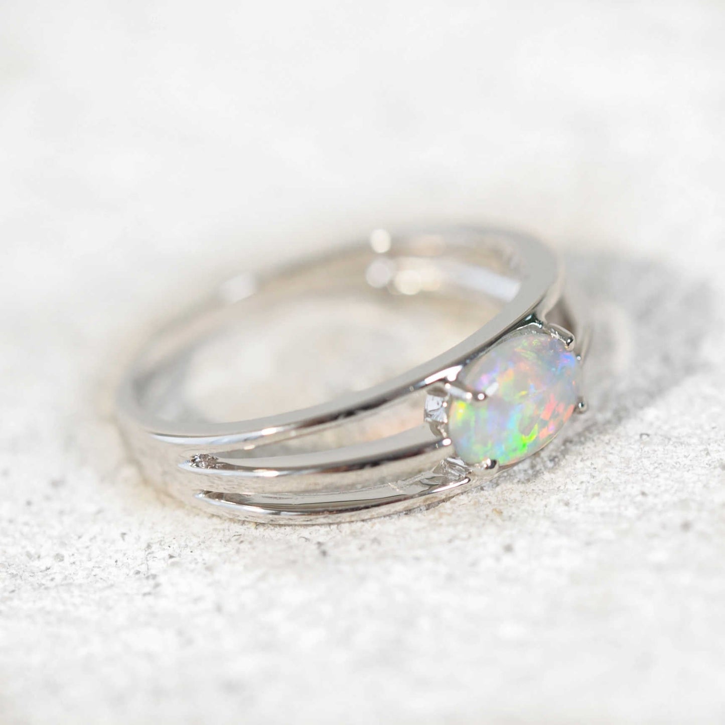 'Hailey' Crystal Opal Ring 14ct White Gold
