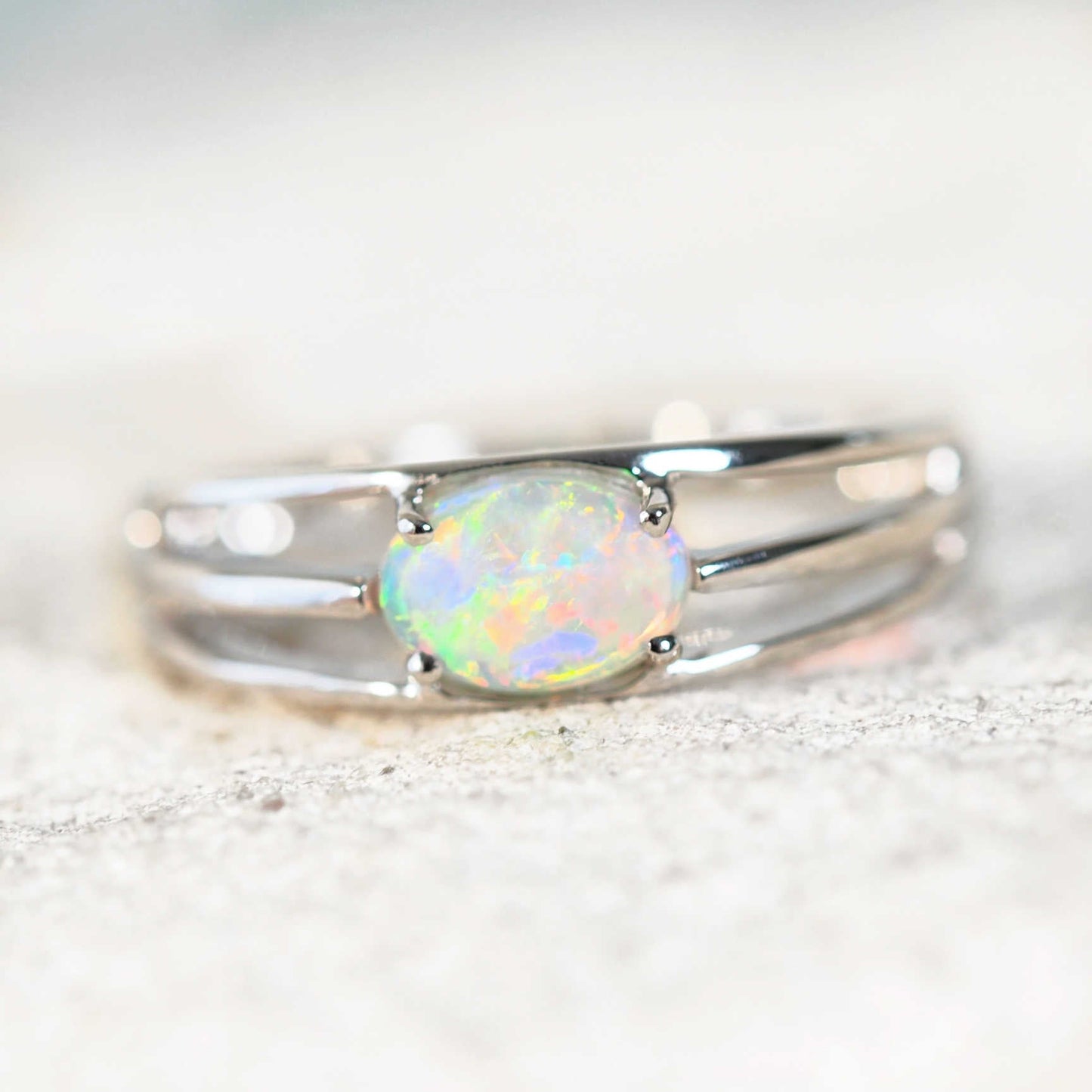 'Hailey' Crystal Opal Ring 14ct White Gold