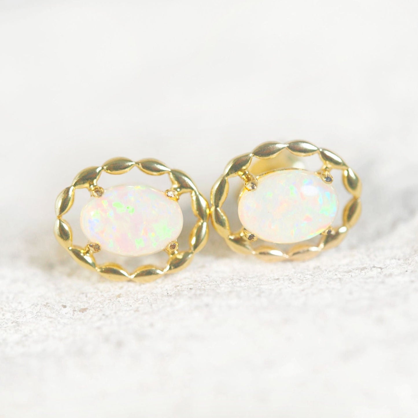 'Harley' Crystal Opal Earrings Gold Plated Silver
