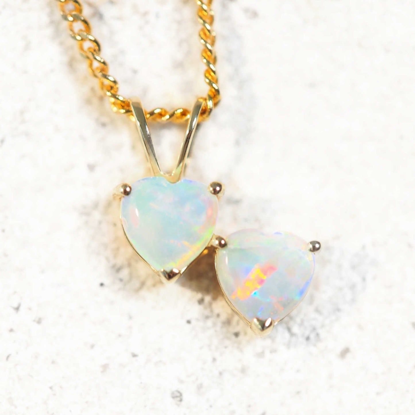 'Heart to Heart' Crystal Opal Pendant 9ct Gold
