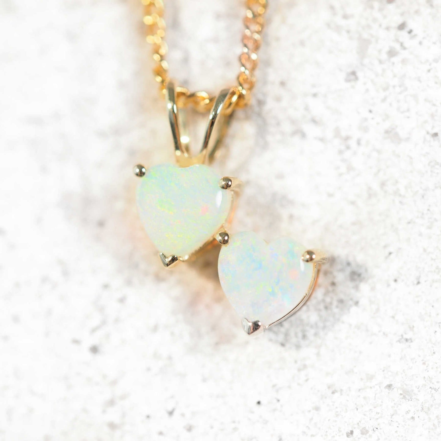 'Heart to Heart Deux' Crystal Opal Pendant 9ct Gold