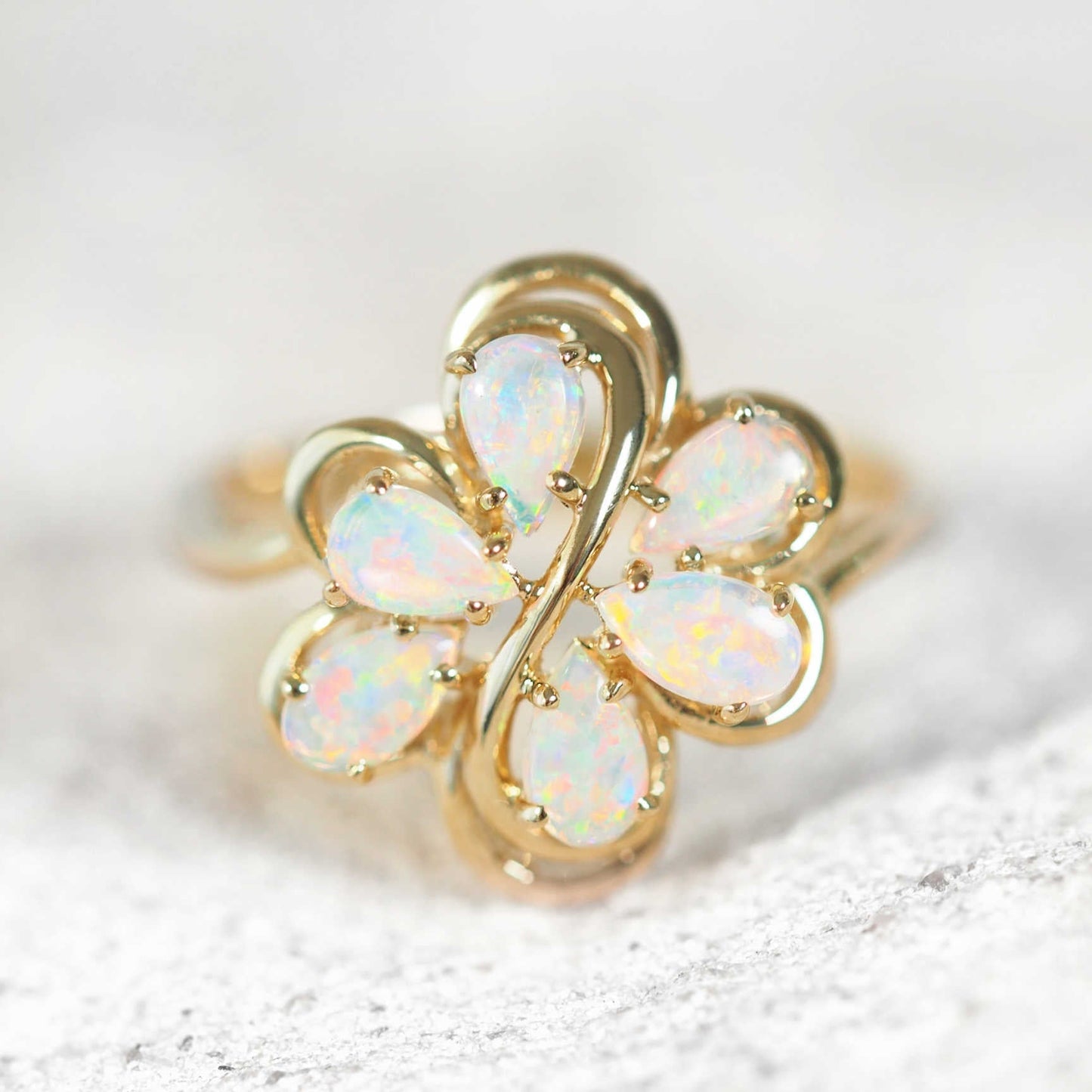 'Isadora' Crystal Opal Ring 14ct Gold